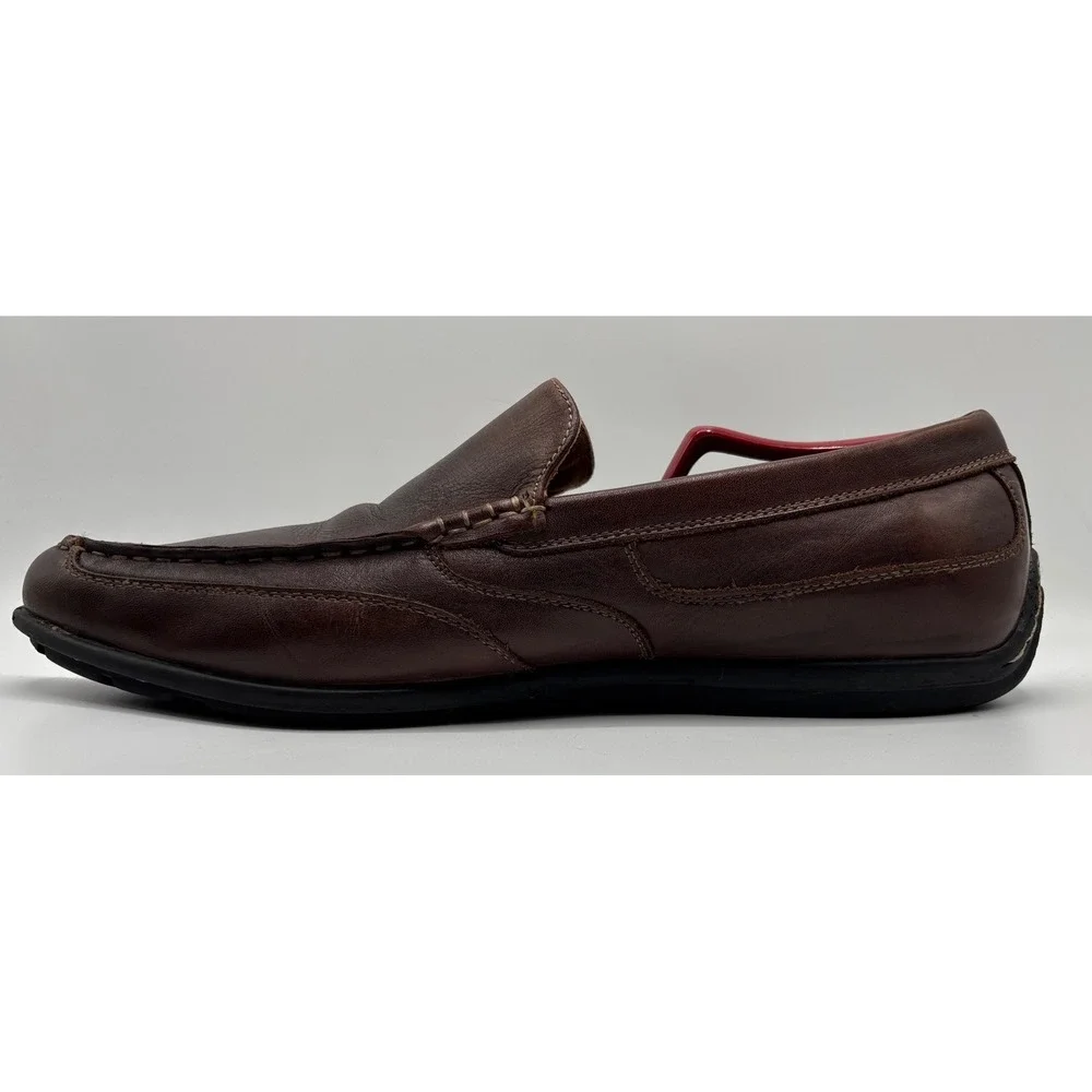 Nunn Bush Men's Brown Leather Moc Toe Slip On Loafers Comfort Casual Dress Shoes